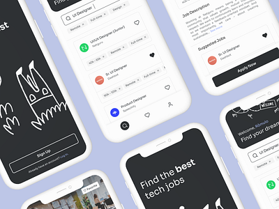Job board concept design app job board minimalism minimalist mobile ui uiux
