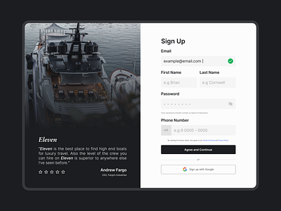 Sign up page concept design