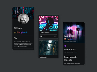 NFT Marketplace - Mobile - Dark Mode animation app art crypto dark dark mode defi design game mobile app nft product design ui uiux