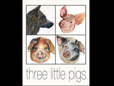 Three Little Pigs aquaboard aquabord illustration pigs threelittlepigs watercolor wolf