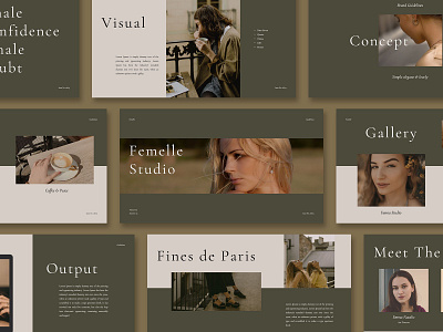 Femelle - PowerPoint Template branding design googleslides keynote layout logo minimalism modern moodboard powerpoint presentation template typography ui ux