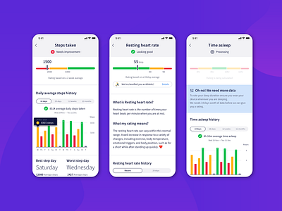 Data Section app design health mobile ui ux