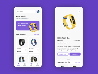 UI - Digital Watch Product Sales App app design mobile ui ux