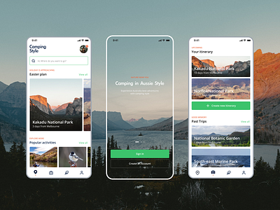 Camping style - travel mobile app app design mobile ui ux