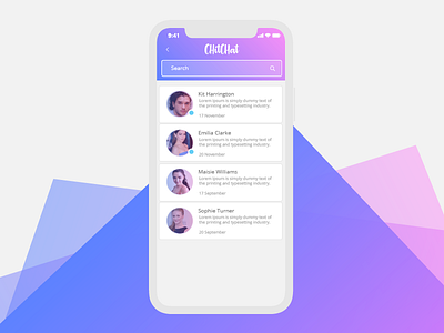 Chitchat app chat design gradient masking pictures profile purple ui