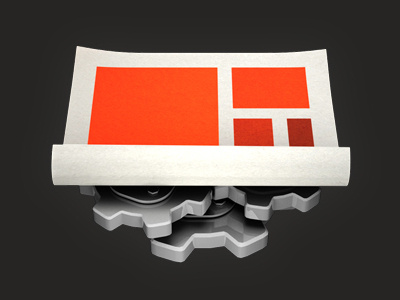 HTML5 tech icon 3d cogs html5 icon orange paper