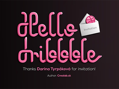 Hello Dribbble! dribbble envelope first hello invitation invite pink typo typography