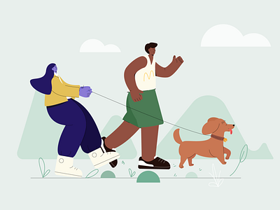 Walking the dog design illustration