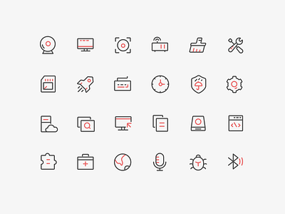Icons of Computer environment detection design icon illustration web