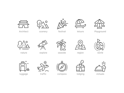 Icons design for travelling