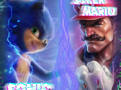 Sonic or Mario? design illustration mario sonic versus