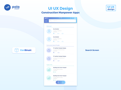 ConStruct, Construction Manpower Apps - Search Screen