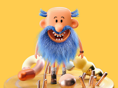 Mr Bumfluff - Full 3d character 3d illustration arnold render bearded c4d character illustration cinema 4d illustration