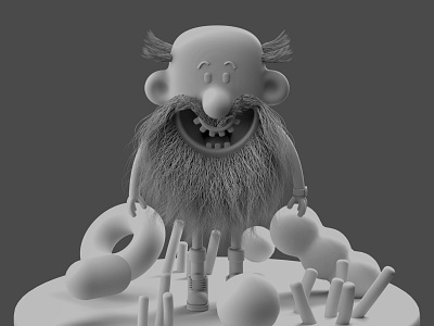 Mr Bumfluff - Clay render 3d character 3d character modeling 3d illustration arnold renderer beard bearded c4d character concept character design character development character illustration character modeling cinema 4d cinema4d illustration