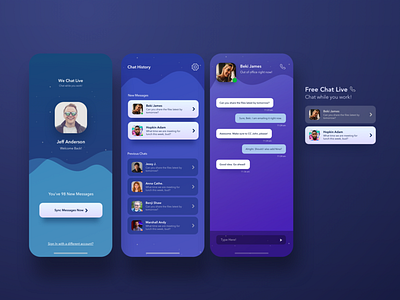 WeChatLive App Design apps design call card design chat chat app dark mode dark theme design discussions friends ios design live messages moonlight notification ui visual design