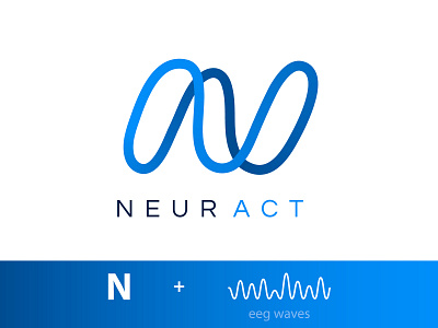 Neuract logo brain clinic logo medical medicine n letter neural neuron one line psychology wave waves