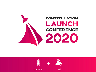 LAUNCH canvas concept conference cosmos fintech idea launch logo sail smart space spaceship start universe