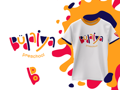 Preschool logo and identity brand tshirt branding childish children colorfull identity kids logo nursery orange preschool splash