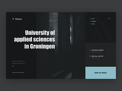 Hanze University website redesign 2020 app college dark design graphic design minimalist modern redesign teal university web design webdesign website