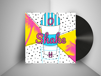 Hydrojen - 0 Shake album cover art 90s album art album cover art fun graphic design milkshake retro tv vector