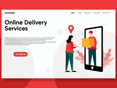 LANDING PAGE FLAT DESIGN ONLINE DELIVERY SERVICES