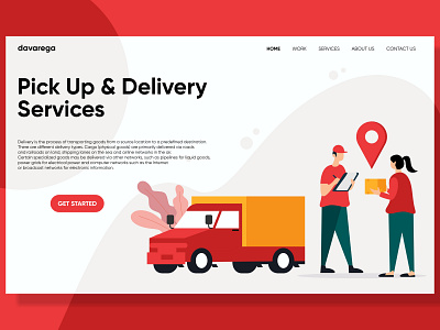 LANDING PAGE FLAT DESIGN PICKUP AND DELIVERY SERVICES