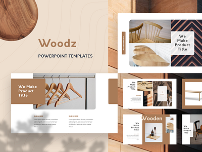 Woodz Branding PowerPoint Template architecture deck diy google slide keynote pitch powerpoint ppt pptx presentation product slide template ui wood