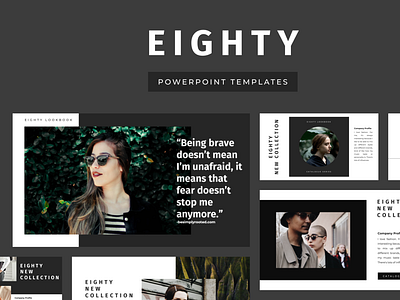 EIGHTY Powerpoint Template black deck design eighty elegant fashion google slide keynote model pitch powerpoint ppt pptx presentation presentation layout simple slide template