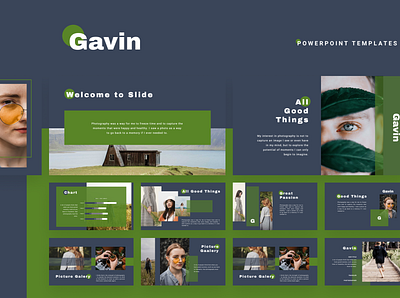 GAVIN Powerpoint Template deck design elegant fashion gavin google slide green keynote model nice pitch powerpoint ppt pptx presentation presentation layout simple slide template