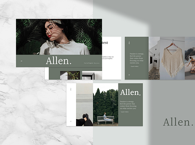 ALLEN Powerpoint Template allen deck elegant fashion google slide green hype keynote pitch powerpoint ppt pptx presentation presentation layout simple slide template women