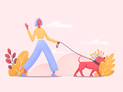 Walking Dog Illustration