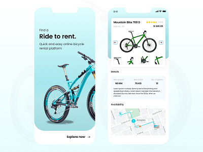 Rent a Bicycle app design ui ux