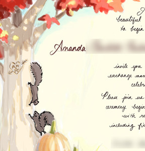 Fall Wedding Invitation greeting card illustration raster stationery wedding