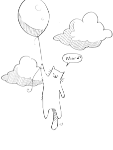 Balloon Cat Line Art animal cartoon cat drawing illustration line art nature raster whimsical