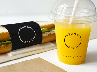 Sam's Deli logo branding cafe concept deli juice logo mock mockup typography up