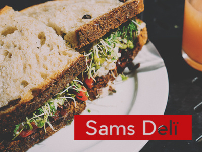 Sams Deli - unused concept 2 cafe concept deli font hendy logo pier red sandwich sans tyler typeface