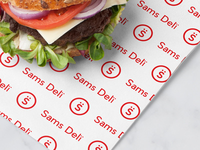 Sams Deli - Serviette Crop branding burger cafe deli high wycombe identity logo red tyler hendy