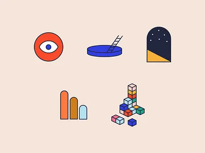 Stratifyd Icons and Illustrations ai analytics augmented intelligence blocks branding charlotte data icons illustration mystery