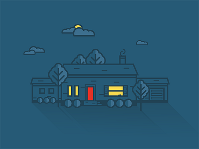 Cozy Home blue home house illustration line primary colors simple