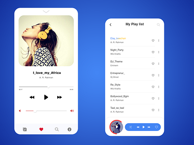 009 Daily UI - music player app arulmanni blue design icon typography ui ux