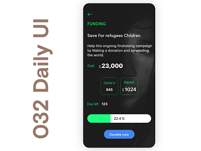 032 Daily UI - Crowd Funding Campaign arulmanni crowd funding daily ui daily ui 032 design ui ux