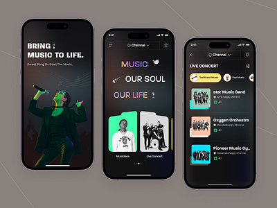 Music troop Booking android arulmani cuberto event booking graphic design ios app music music troop orchestra schedule ui