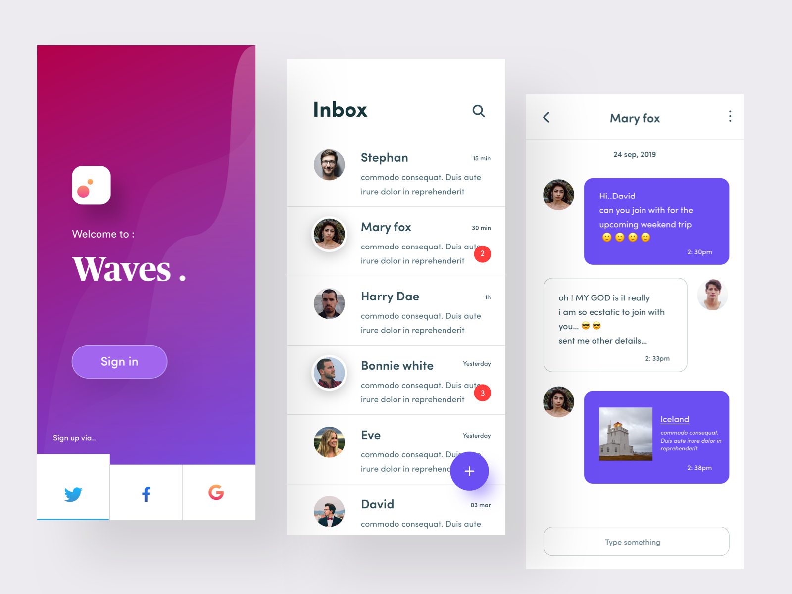 Message app concept by Arulmani Venkatesh on Dribbble