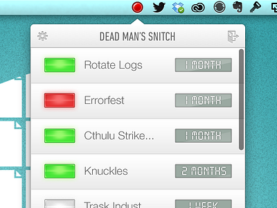 Dead Man's Snitch OSX App Menubar Dropdown app osx ui