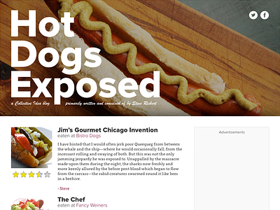 Hot Dog Blog blog design silly website