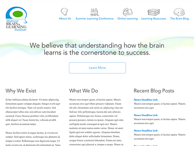 Simple brain learning site homepage layout blog design