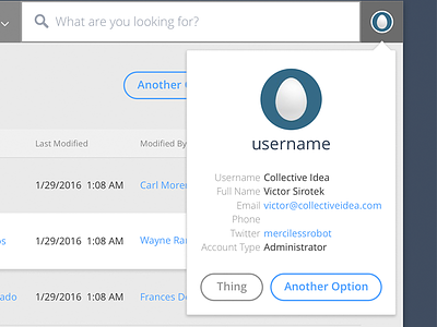 App UI - User Info Panel