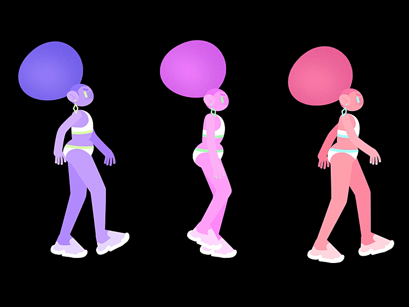 Neon Girl Walking after effects animation character character animation girl illustration joystick n sliders lavender motion graphics neon pastel pink rigging walk cycle walking