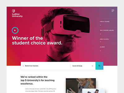 University homepage brand college course info course page education gradients homepage school university website