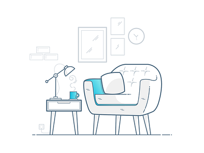 Let's have a chat. chair chill furniture icon illustration interior lamp relax